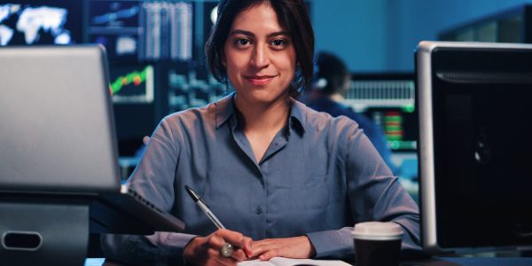 Portrait of young adult successful business woman, secretary, sales manager, consultant, in formal